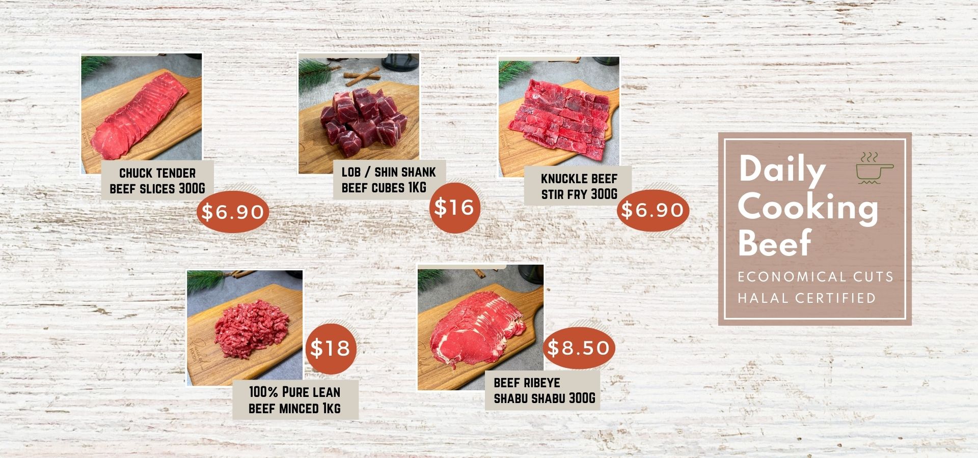 Website Mobile Banner - Daily Cooking Beef Halal Beef Delivery Singapore