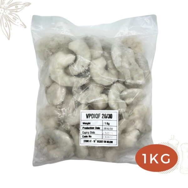 Frozen Deshelled Vannamei Prawns peeled and deveined PND 26/30