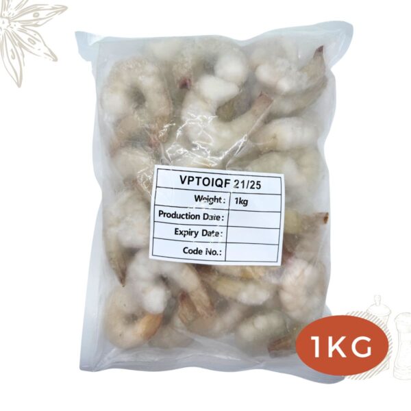 Frozen Deshelled Vannamei Prawns peeled and tail on PTO 21/25
